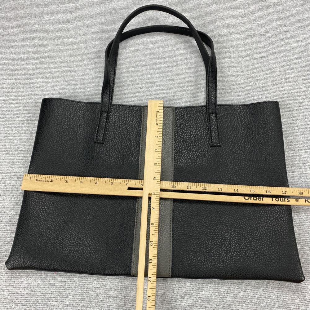 Vince Camuto Black Grey Pebbled Vegan Leather Tote Bag Colorblock Shoulder Bag - Picture 4 of 11